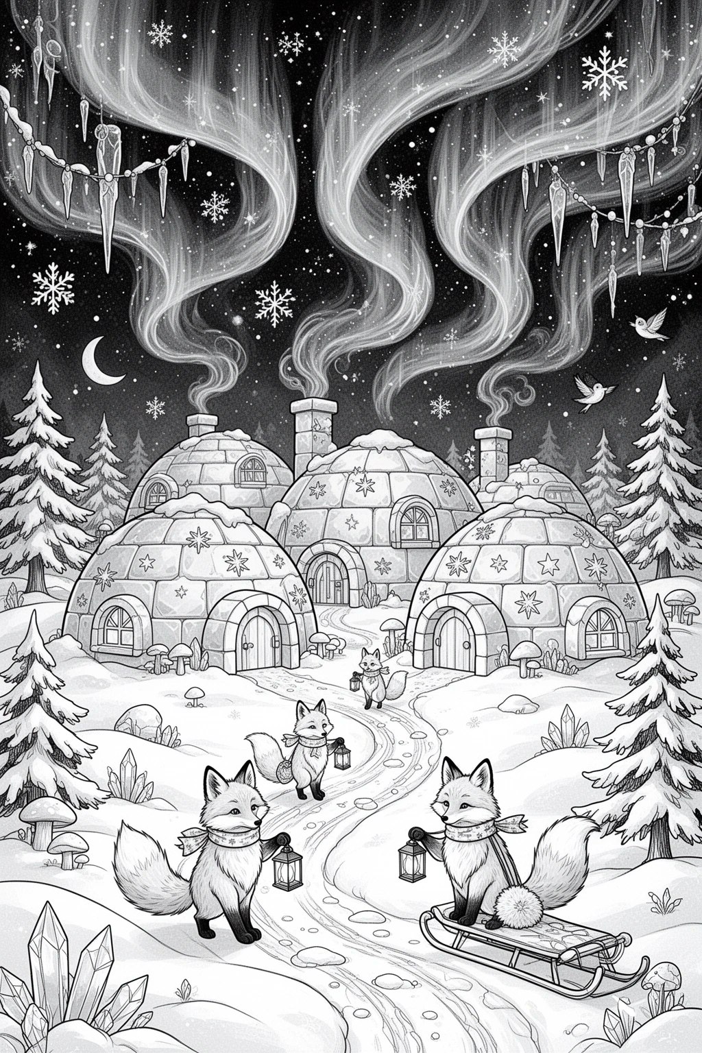 Aurora Fox Village coloring page.