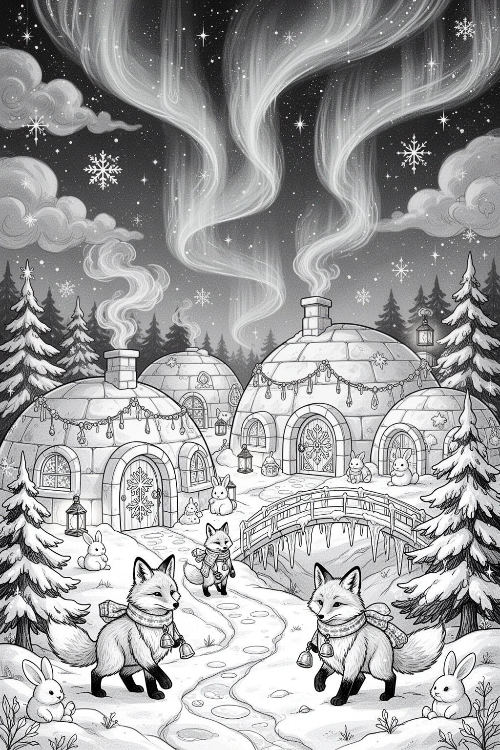 Aurora Fox Village coloring page.
