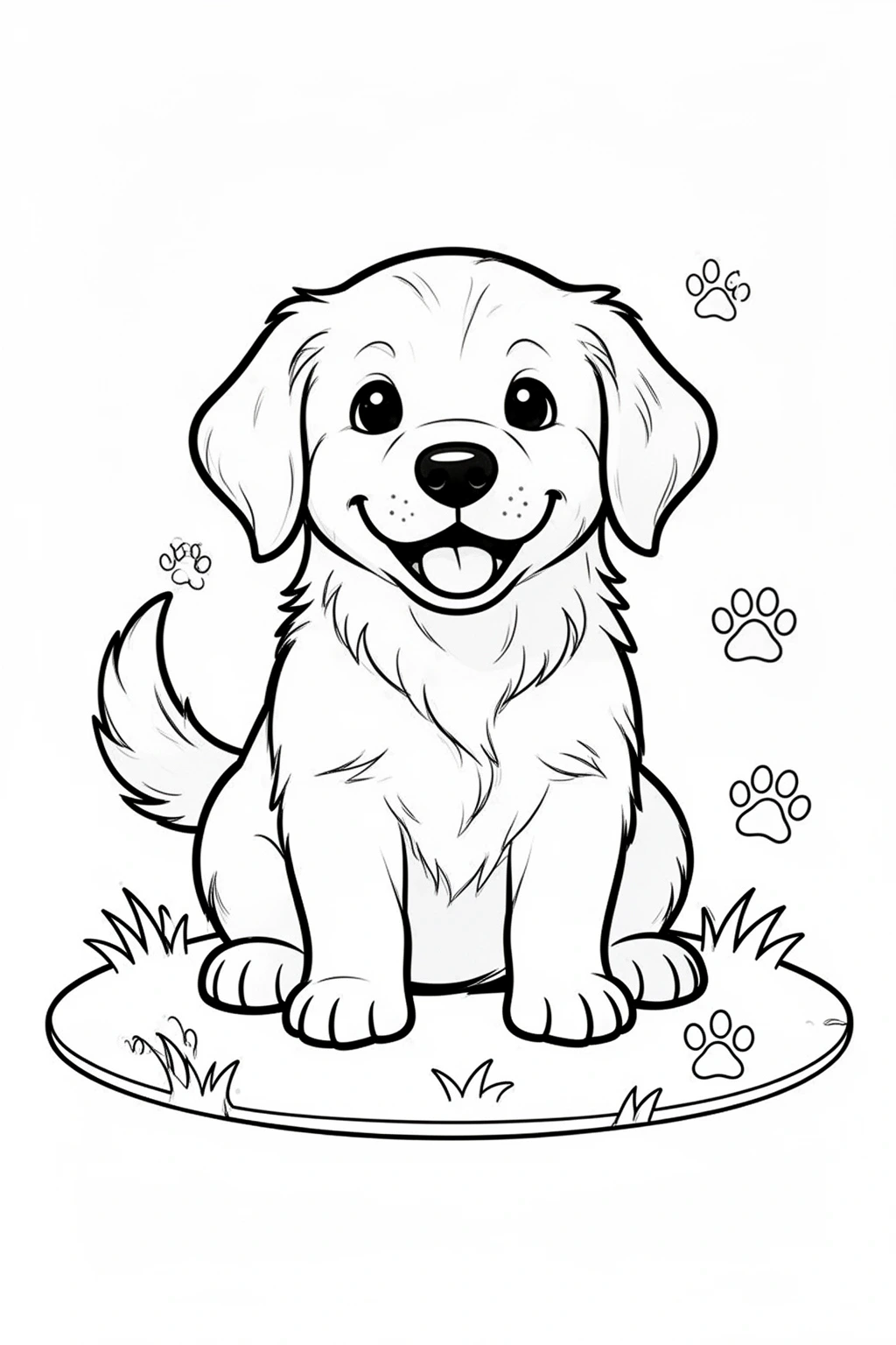 Golden Retriever Puppy coloring page for Kids and Dog Lovers.