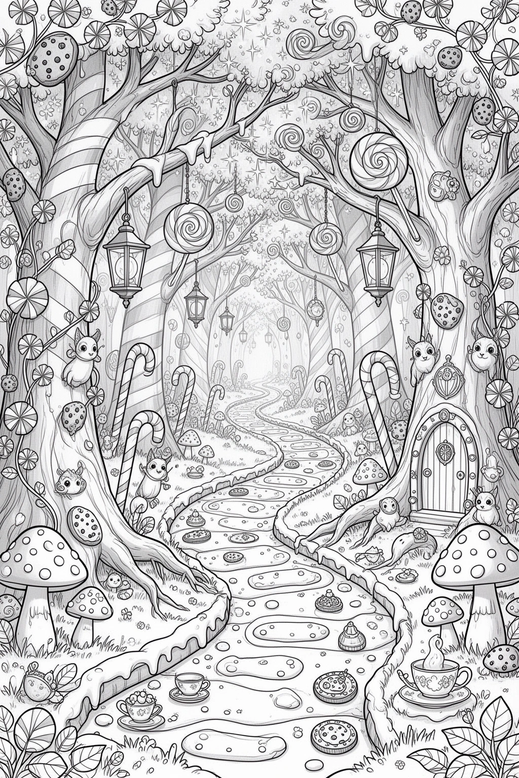 Candy Forest Magic coloring page.