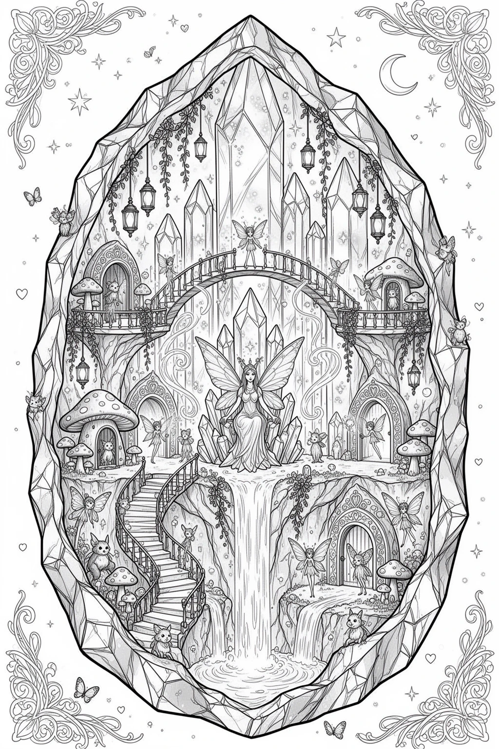 Crystal Fairy Kingdom coloring page.