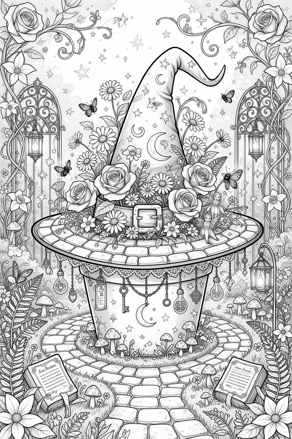 Enchanted Hat Garden coloring page.