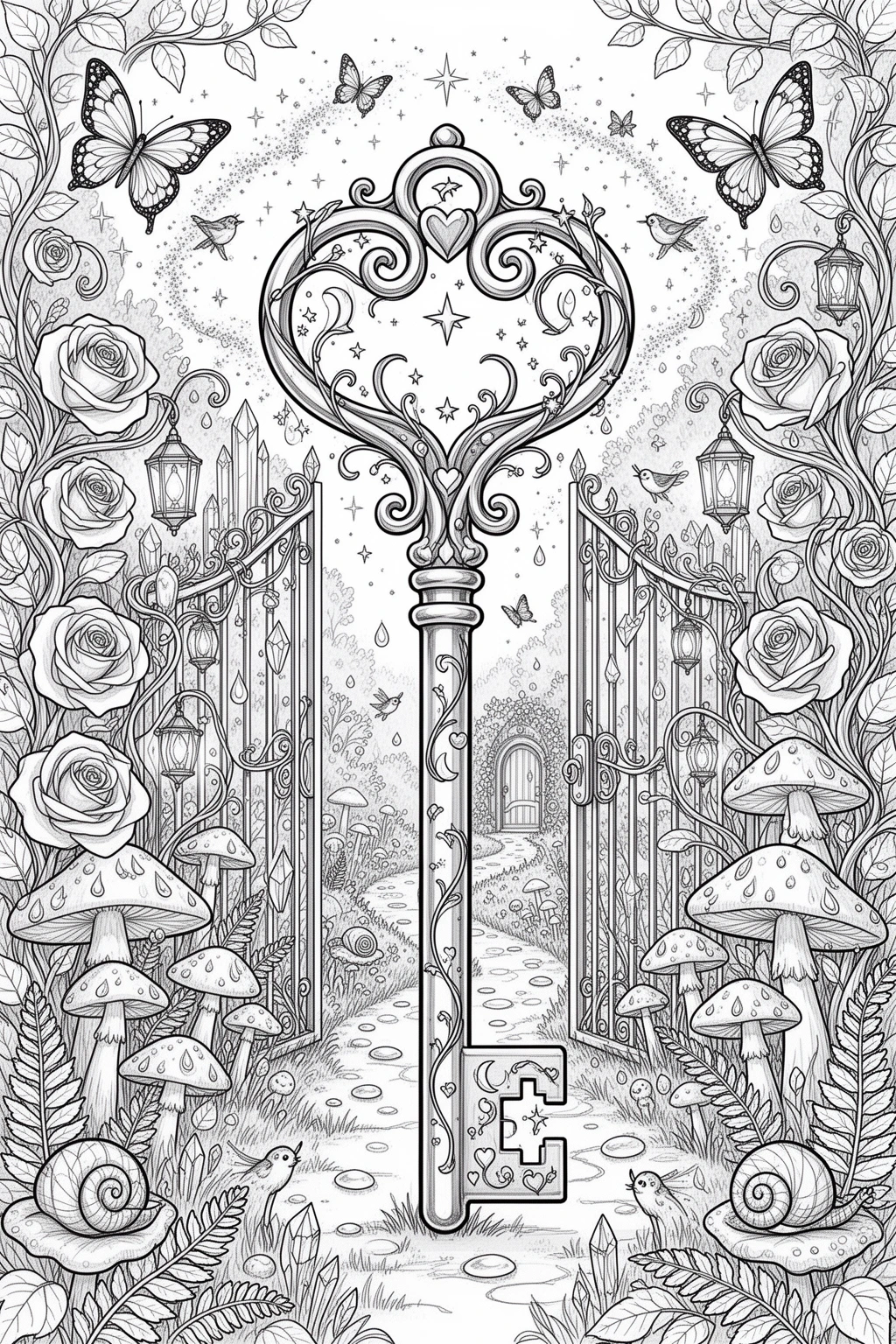 Enchanted Key Printable coloring page.