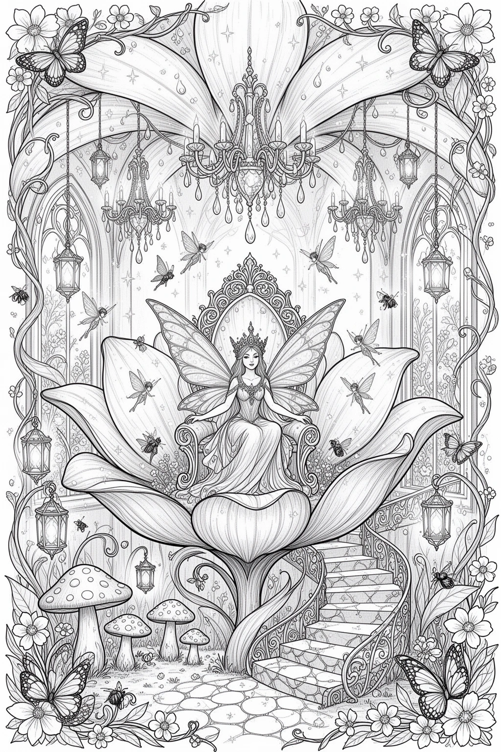 Petal Palace Magic Fairy Queen coloring page.