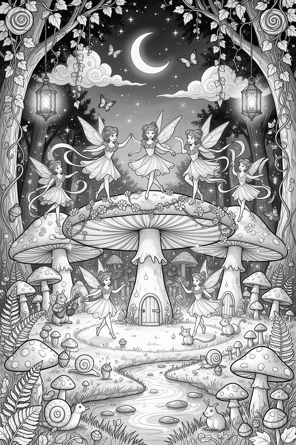 Mushroom Groove Magic coloring page.