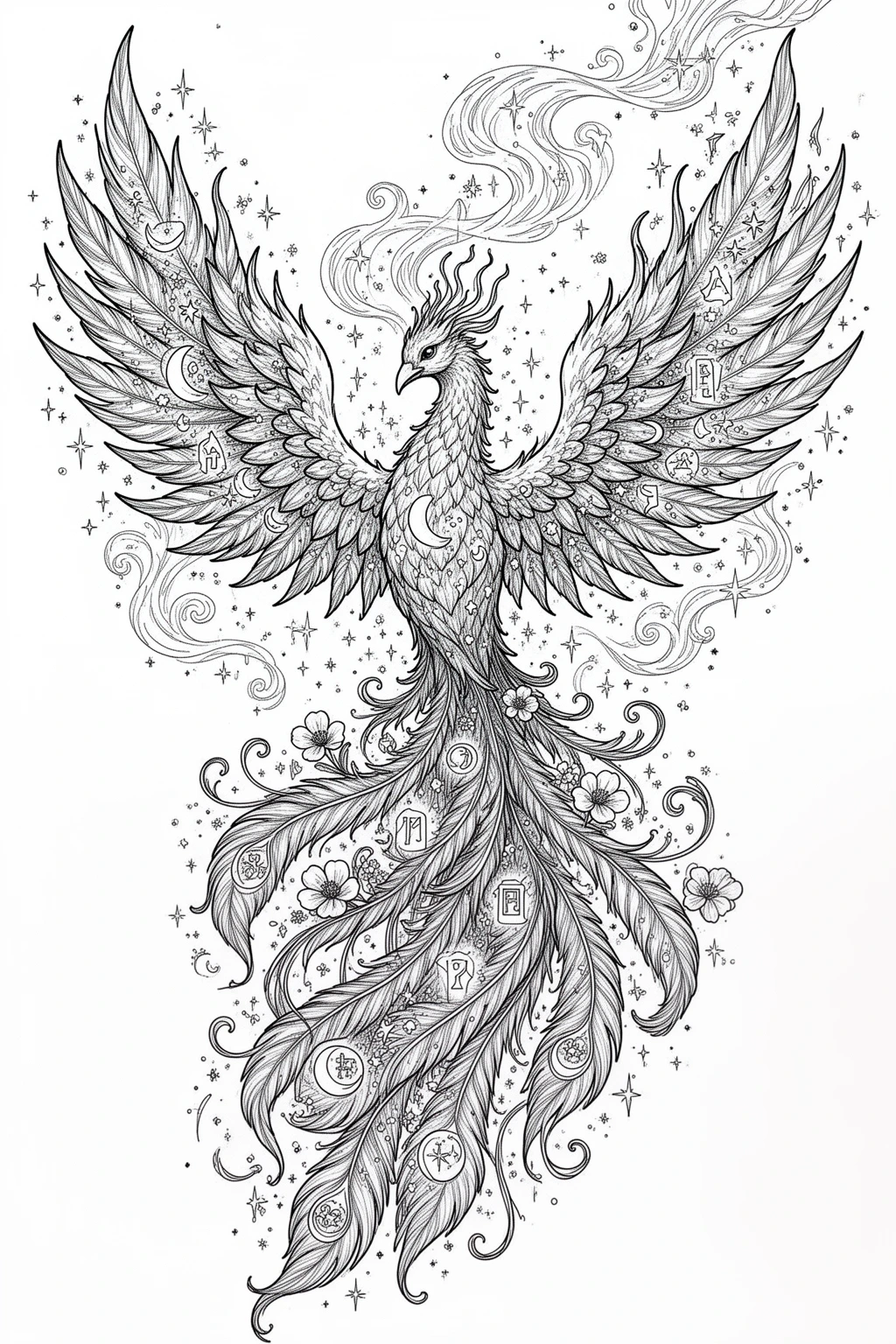 Fiery Feather to Phoenix coloring page.