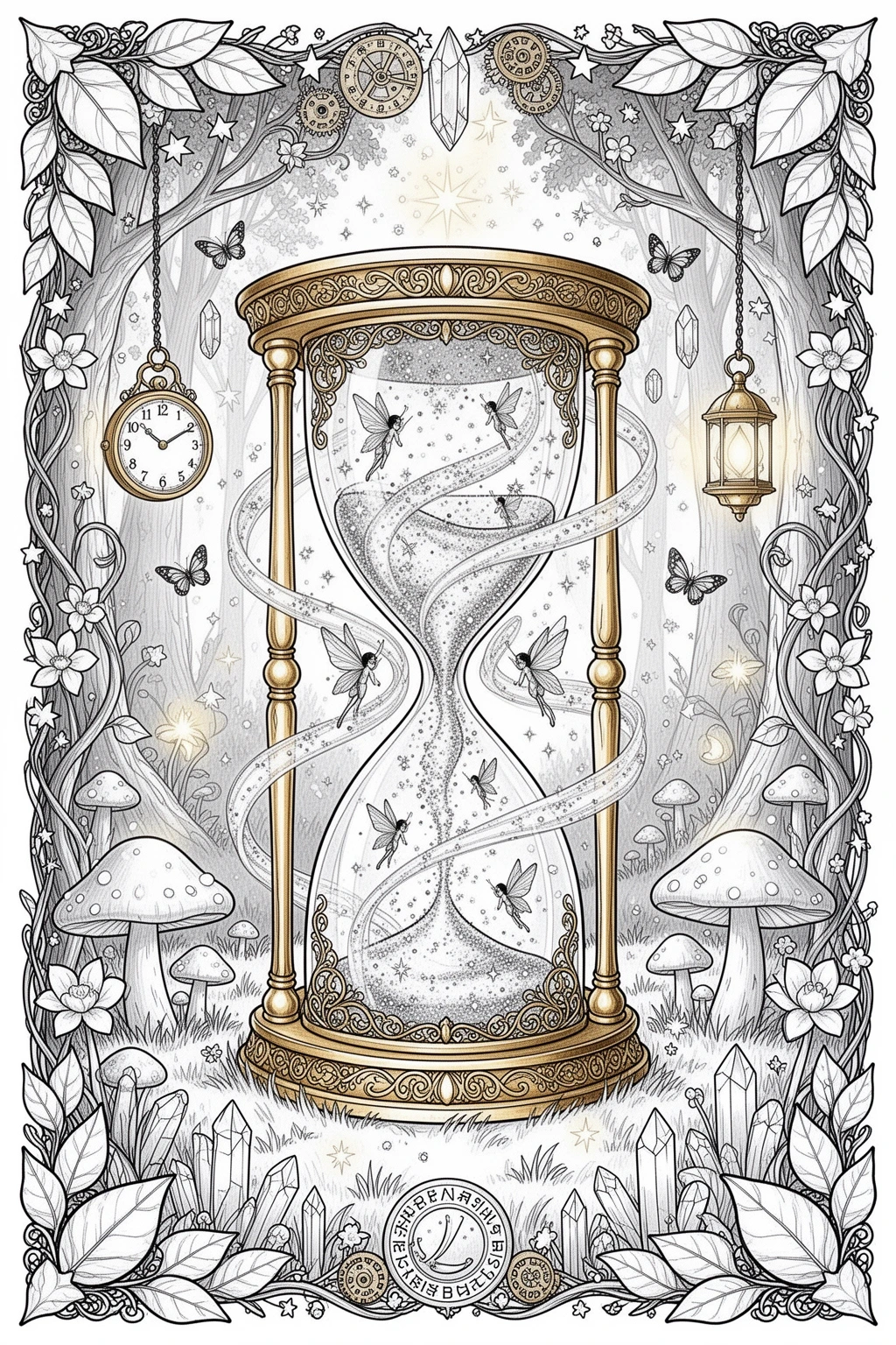 MAGICAL Hourglass Fairy Sand coloring page.