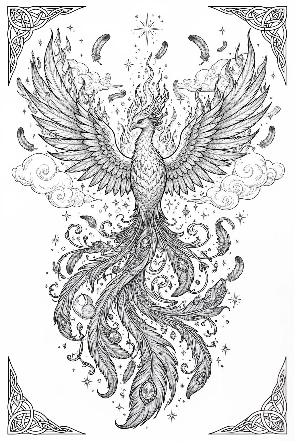 Phoenix Feather Magic coloring page.