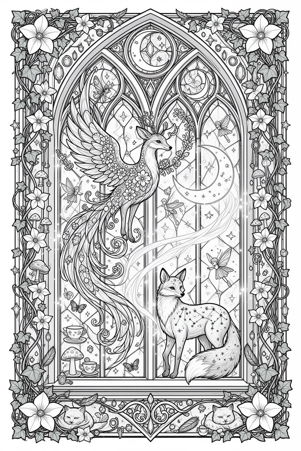 ENCHANTED Window Magic coloring page.