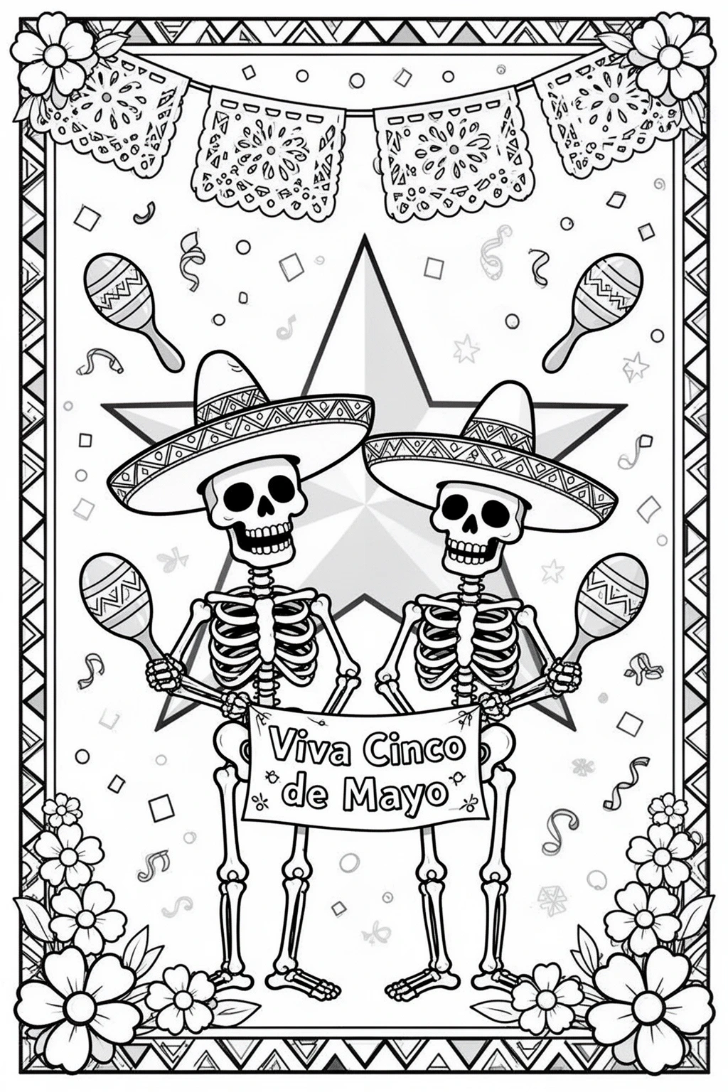 Cinco de Mayo coloring page | Festive Mexican Celebration.