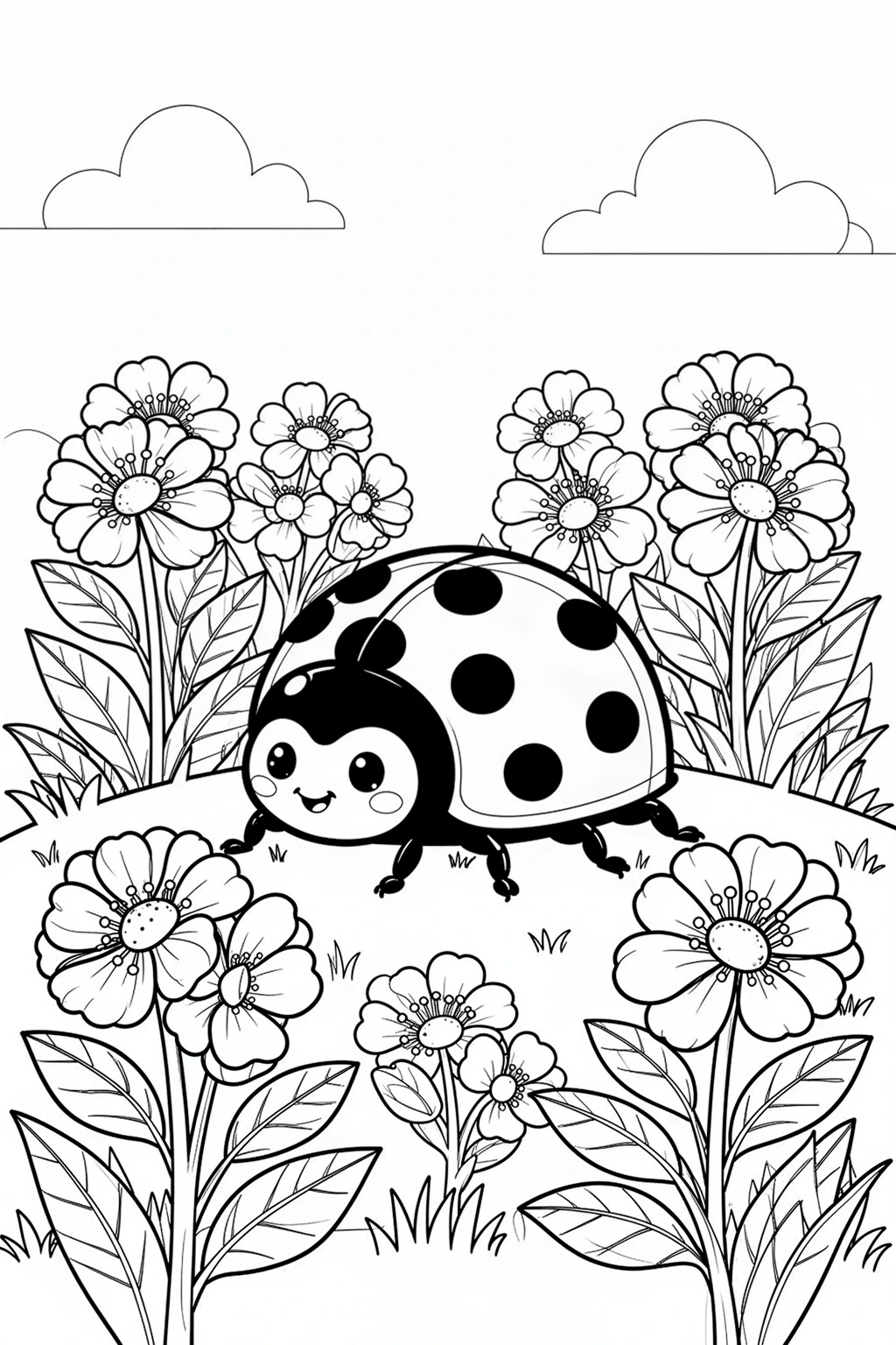 Free Ladybug Flower Patch coloring page PDF | DaVinci in You.