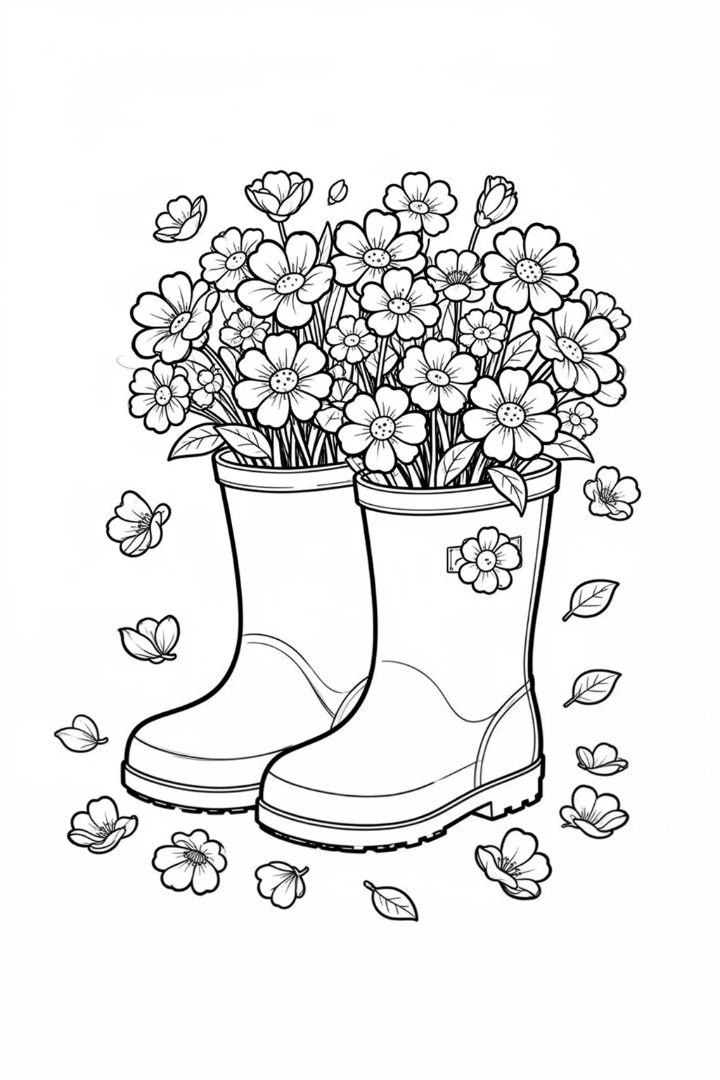 Rain Boots With Flowers coloring page.