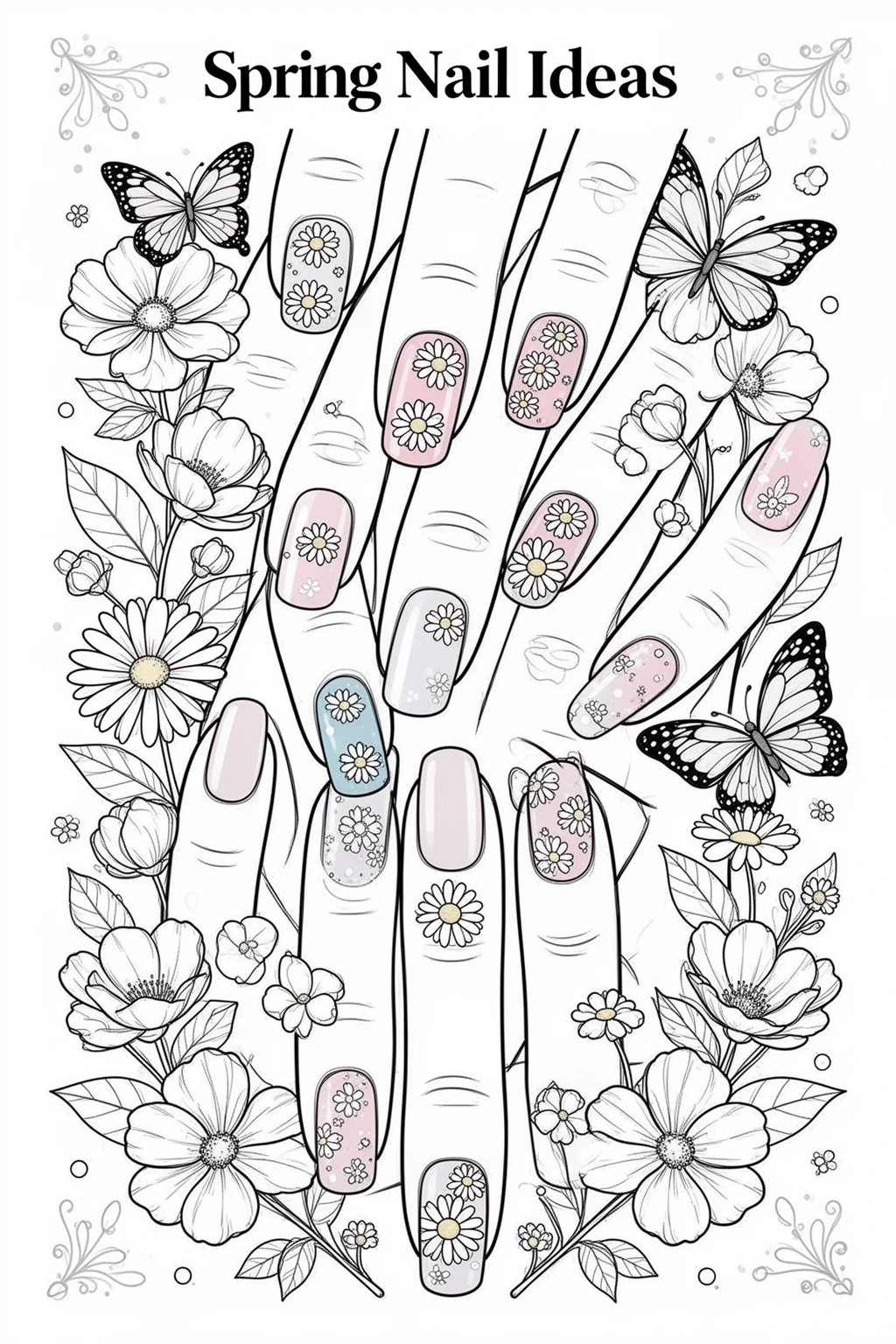 Nail Ideas Spring coloring page.
