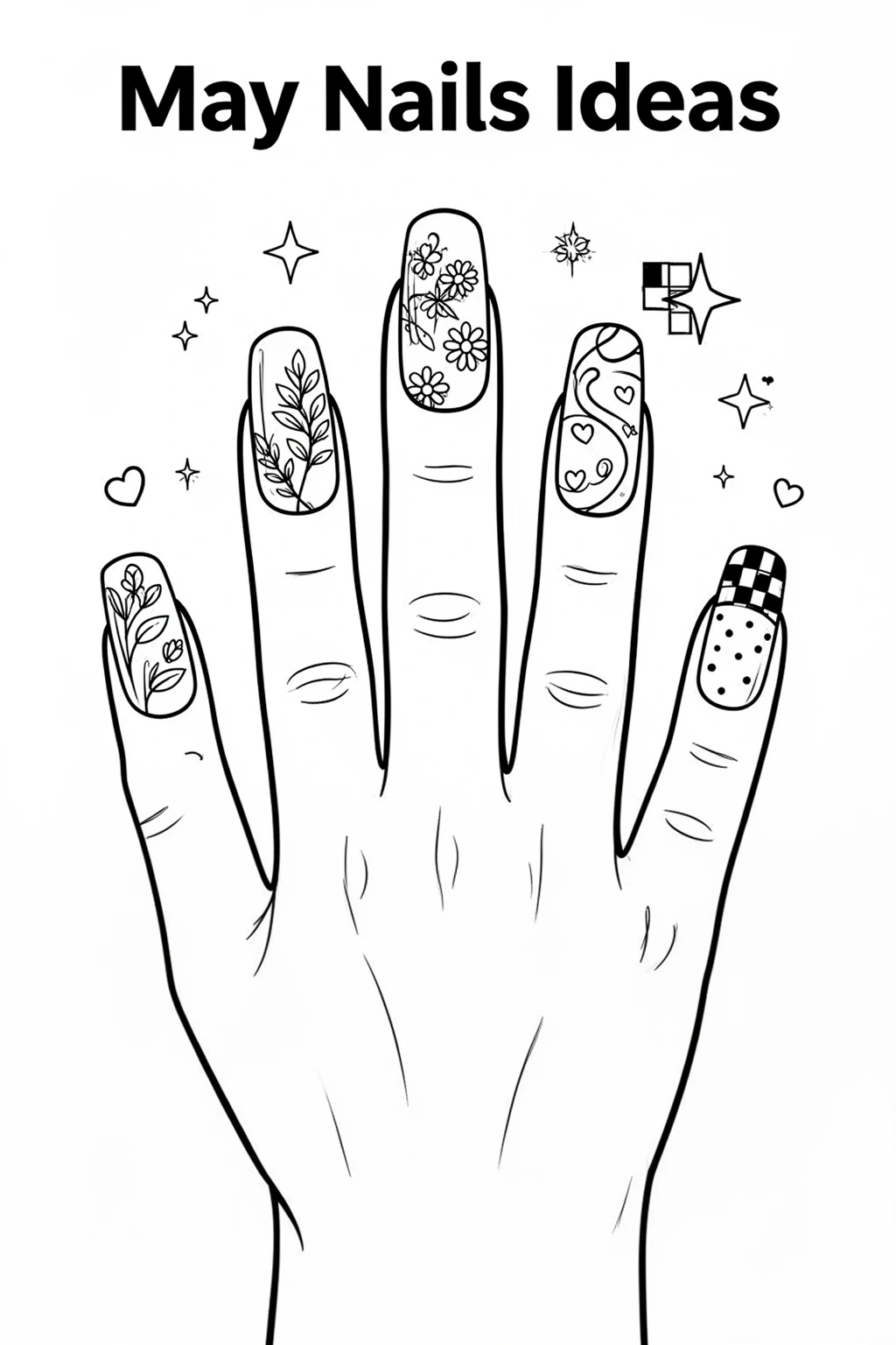 May Nails Ideas coloring page Cute Spring Nail Art Designs.