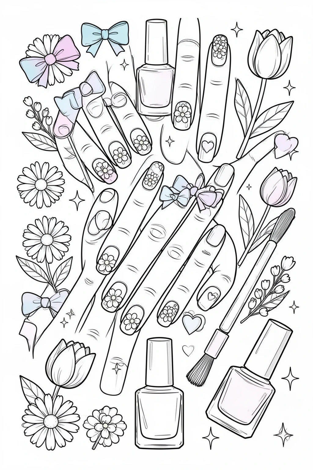 Simple Spring Nails coloring page.