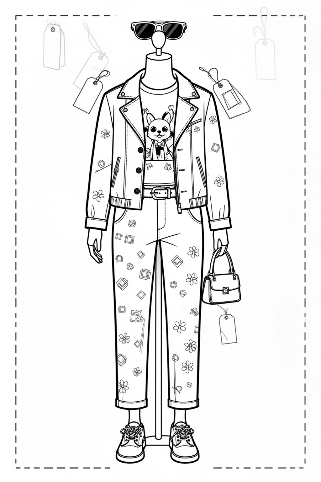 Outfit coloring page | Fashion Outfit on Mannequin (Printable).