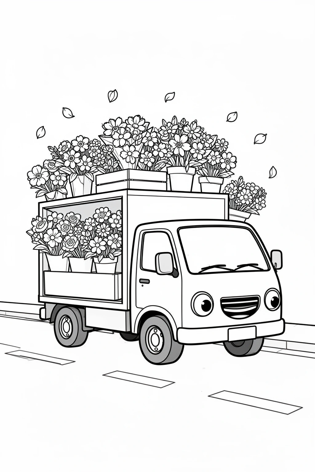 Flower Delivery Truck coloring page.