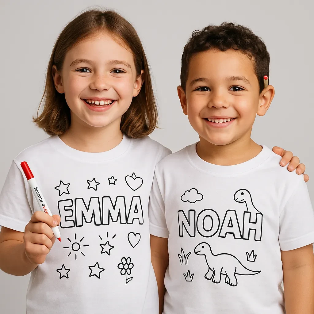 Smiling Children with Dinosaur