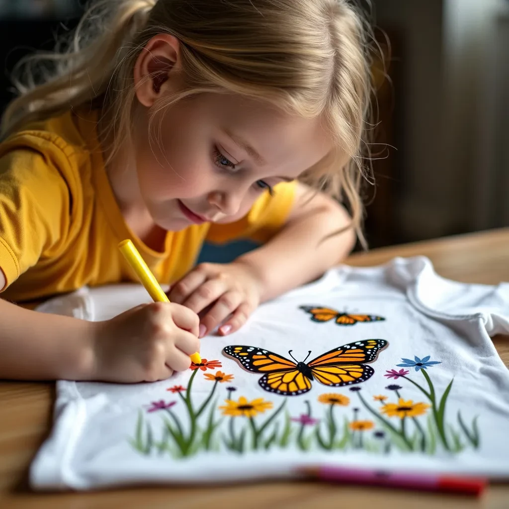Girl Coloring a Butterfly