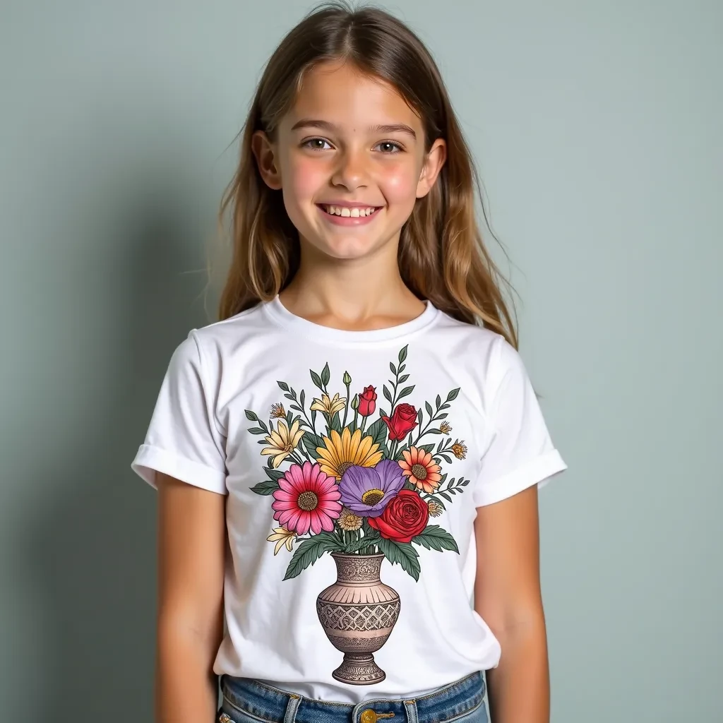 Girl with Flower Design