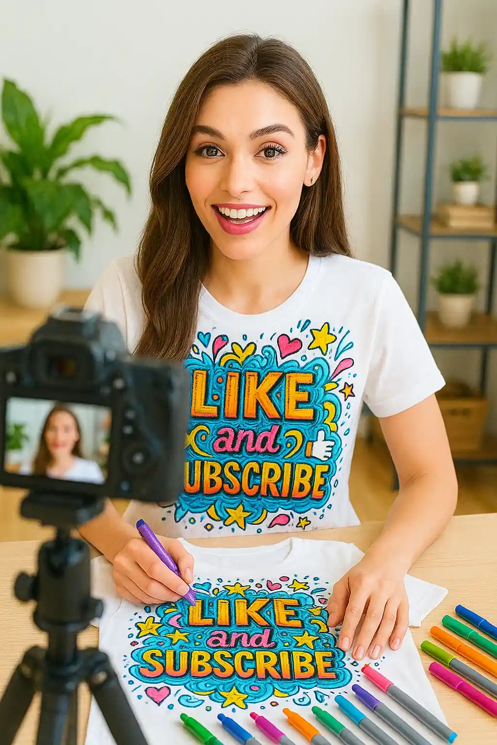 Influencer with Like & Subscribe coloring shirt